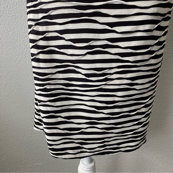 Chico’s Stripe Print Surplice Wrap Neck Black White Sheath Dress - Picture 11 of 15